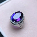 💎     Recomendado pelo proprietário, novo anel masculino, roxo misterioso, ametista natural